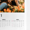 A close up of the months of March and April on a 36x48 inch Engineer Print Calendar.