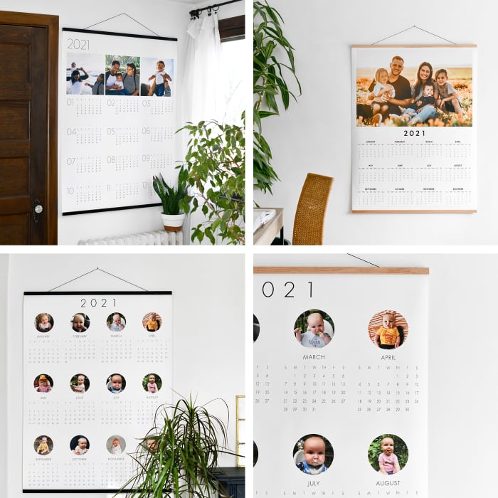 4 photos show three styles of Engineer Print Calendars as well as a close up of one of the calendars.