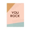 You Rock Gift Card Design, brown letters on a geometric background.