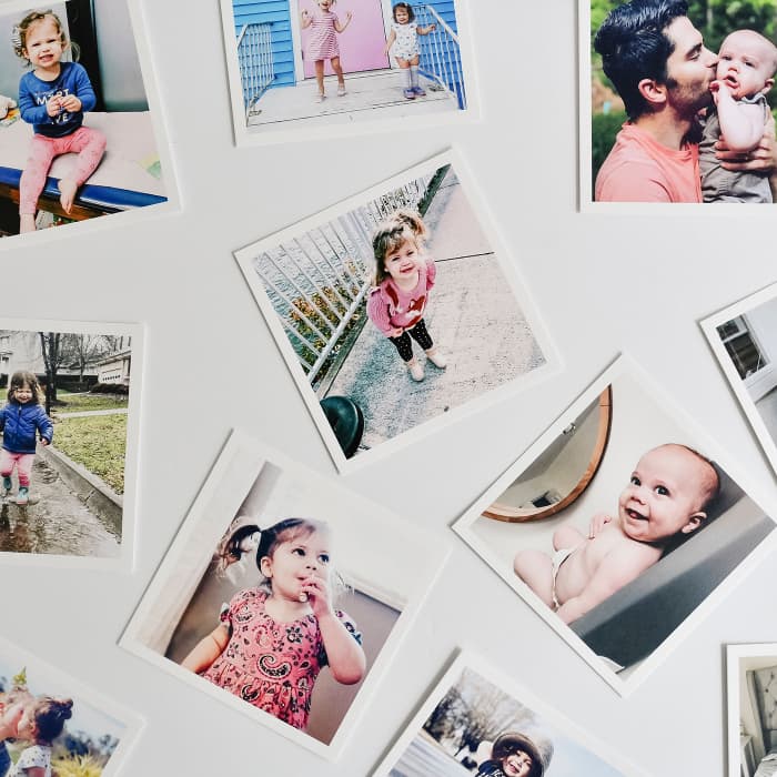 Family photos are printed as 4 inch Square Photo Prints on extra thick matte photo paper.